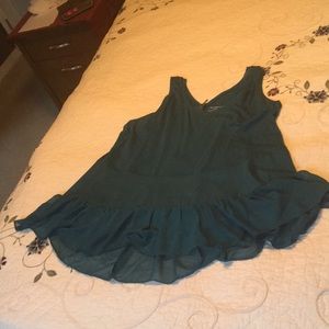 Trendy long tank top staggered ruffled hemline